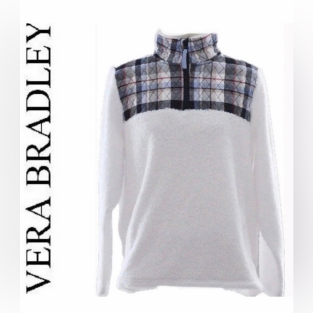 VERA BRADLEY Perfectly Plaid Teddy Fleece Half Zip Pullover- S - Picture 1 of 7